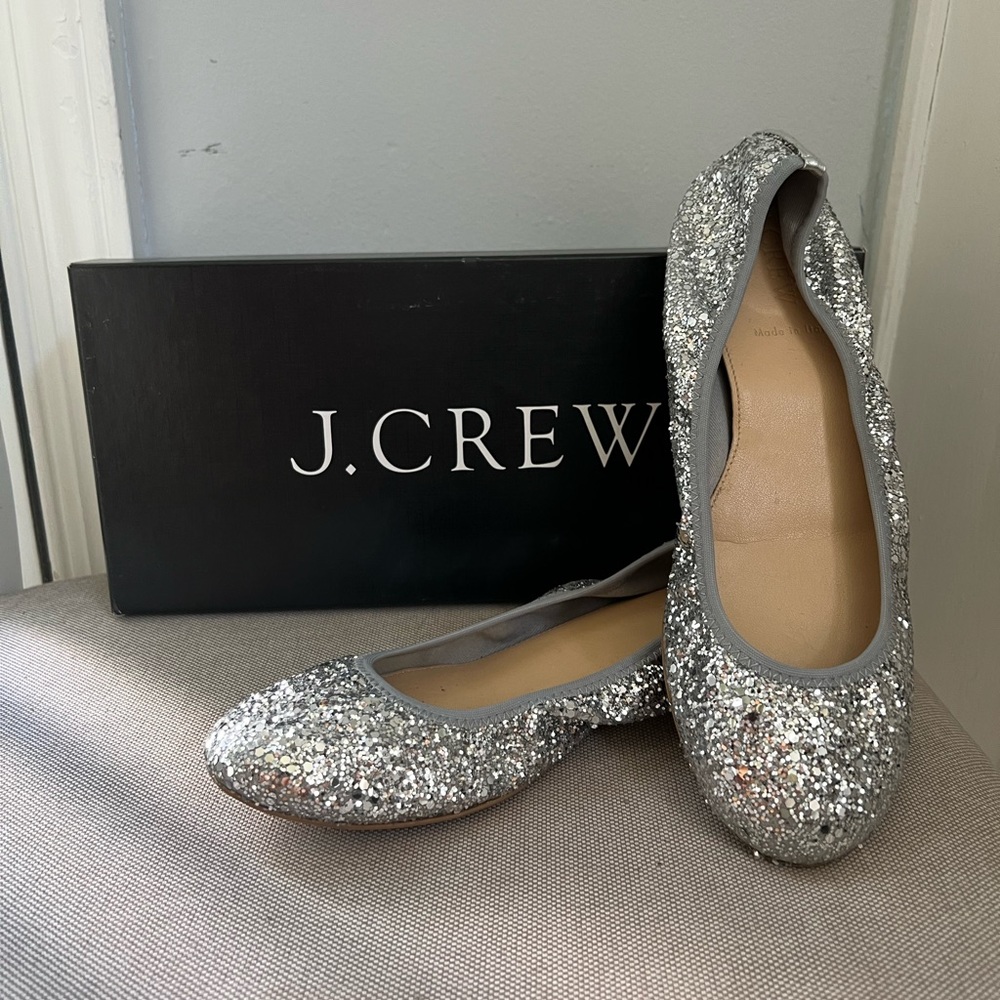 J.Crew Lula Glitter Ballet Flats